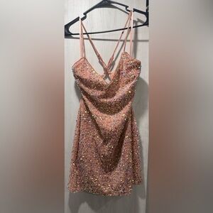 City Triangles Sparkling Pink Sequin Dress